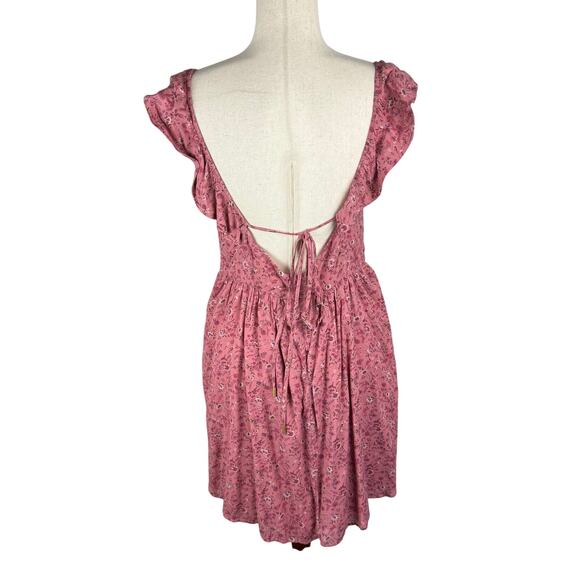 MADEWELL RUFFLE V-NECK FLORAL MINI DRESS IN VINTAGE PINK NWT WOMEN'S SIZE 10 - Picture 4 of 16